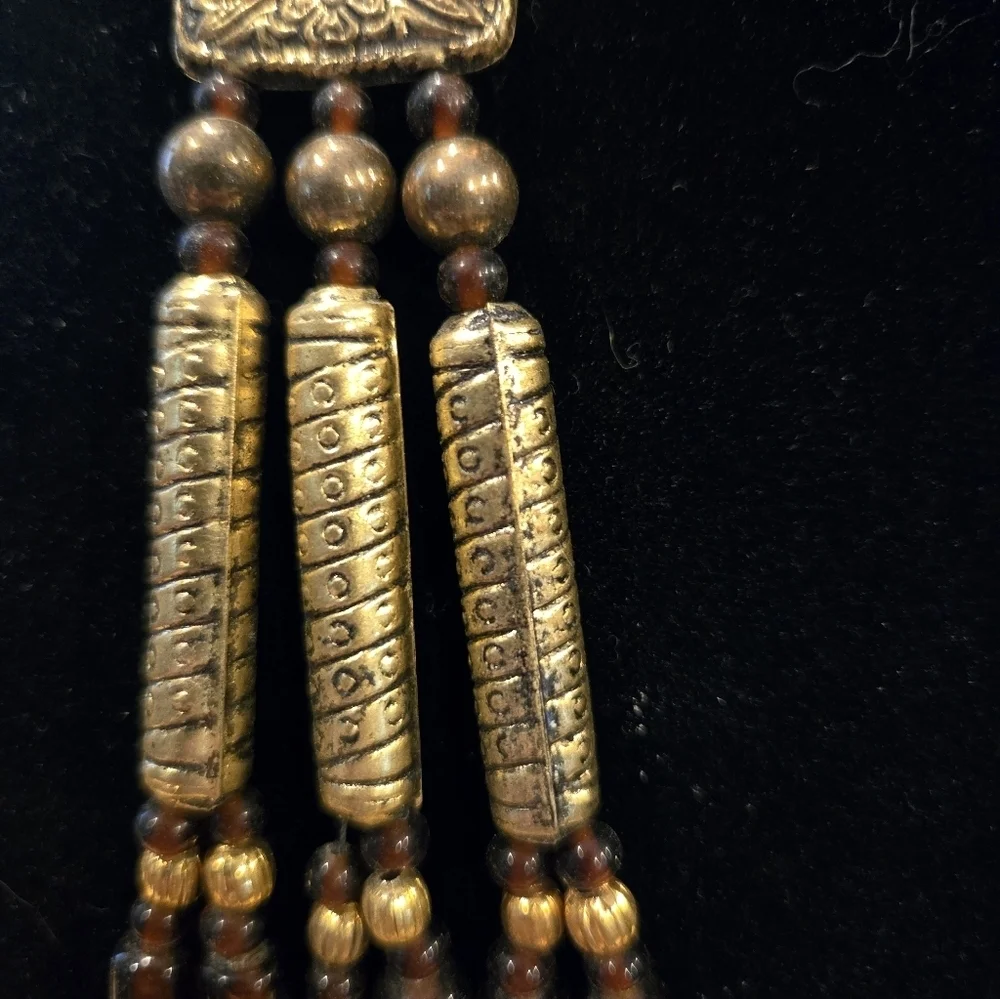 Elegant Brown and Gold Beaded Necklace